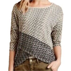 Anthropologie Moth Women’s Little Lies Beaded Layered Sweater size XSP Boat Neck